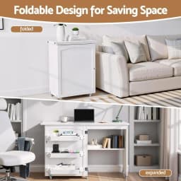 Foldable Sewing Machine Table Multifunction Rolling Craft Desk with Storage for Home Use