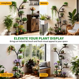 Industrial Tree-Shaped Plant Stand Display Storage Rack Corner Flowers Shelf Holder