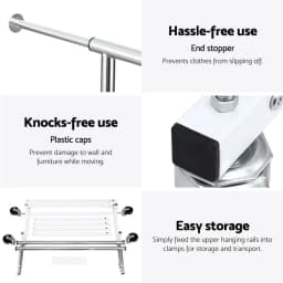 Double Rod Adjustable Clothes Rack Garment Airer Rail Coat Stand Portable Hanger Organizer Drying Storage Rack