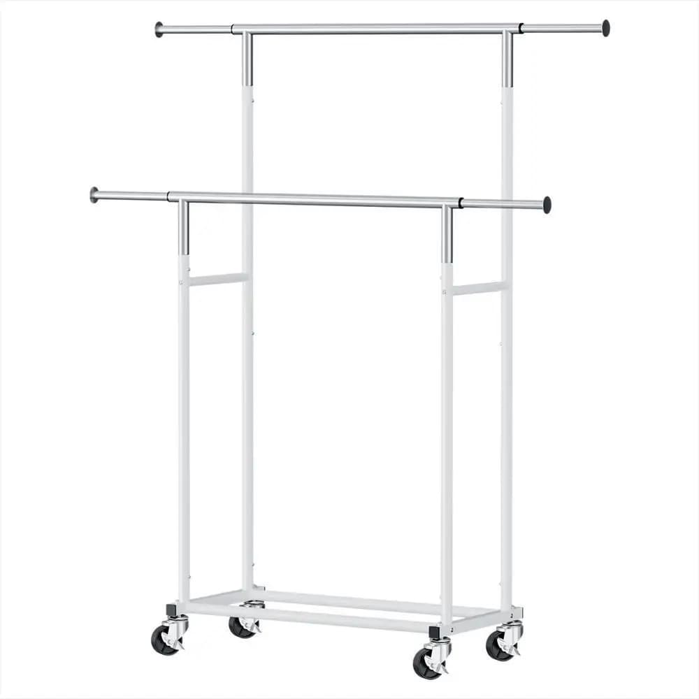 Double Rod Adjustable Clothes Rack Garment Airer Rail Coat Stand Portable Hanger Organizer Drying Storage Rack