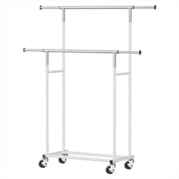 Double Rod Adjustable Clothes Rack Garment Airer Rail Coat Stand Portable Hanger Organizer Drying Storage Rack