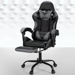 Ergonomic Gaming Office Chair with 2 Point Massage Footrest Grey