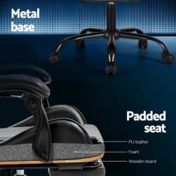 Ergonomic Gaming Office Chair with 2 Point Massage Footrest Grey