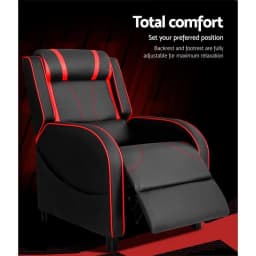Black Leather Recliner Gaming Chair Ergonomic Adjustable Swivel PC Office Chair Comfortable Padded Home Relaxation Seat