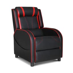 Black Leather Recliner Gaming Chair Ergonomic Adjustable Swivel PC Office Chair Comfortable Padded Home Relaxation Seat