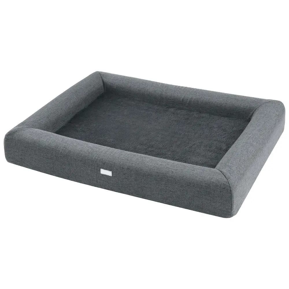 Large Calming Orthopedic Pet Bed Soft Sofa Cushion Egg Crate Washable Grey for Dogs and Cats