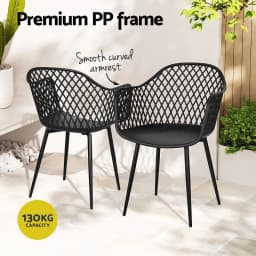 4 Piece Outdoor Dining Chairs PP Lounge Patio Chairs Garden Furniture Black