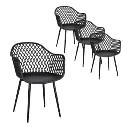 4 Piece Outdoor Dining Chairs PP Lounge Patio Chairs Garden Furniture Black