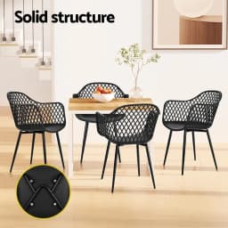 4 Piece Outdoor Dining Chairs PP Lounge Patio Chairs Garden Furniture Black