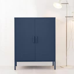 Modern Blue Metal Buffet Sideboard Storage Cabinet with Adjustable Shelves for Dining Room and Kitchen