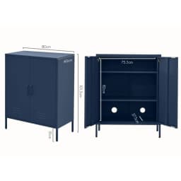 Modern Blue Metal Buffet Sideboard Storage Cabinet with Adjustable Shelves for Dining Room and Kitchen