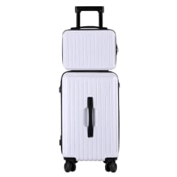 2pcs Trunk Luggage Set Carry On Suitcases with TSA Lock 12 Inch and 20 Inch White Travel Cases