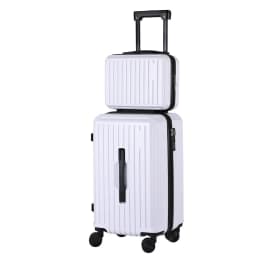 2pcs Trunk Luggage Set Carry On Suitcases with TSA Lock 12 Inch and 20 Inch White Travel Cases