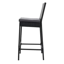 Set of 4 Outdoor Rattan Bar Stools Patio Dining Chairs Modern Wicker Bar Height Furniture for Garden Balcony and Patio