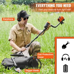 SucceBuy Metal Detector for Adults & Kids 10In Waterproof Search Coil with LCD Display 7Modes Adjustable 41''-52'' Aluminum Stem