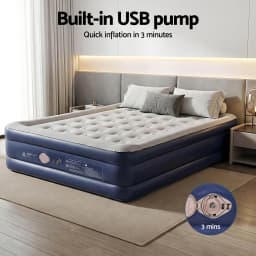 Queen Inflatable Air Mattress 46cm Thick Cube Air Bed Portable Comfortable Sleeping Bed for Home Travel Camping