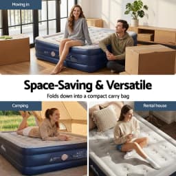 Queen Inflatable Air Mattress 46cm Thick Cube Air Bed Portable Comfortable Sleeping Bed for Home Travel Camping