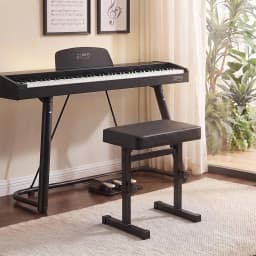 Heavy Duty Height Adjustable Piano Bench Seat H Shape Stool Black