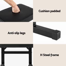 Heavy Duty Height Adjustable Piano Bench Seat H Shape Stool Black