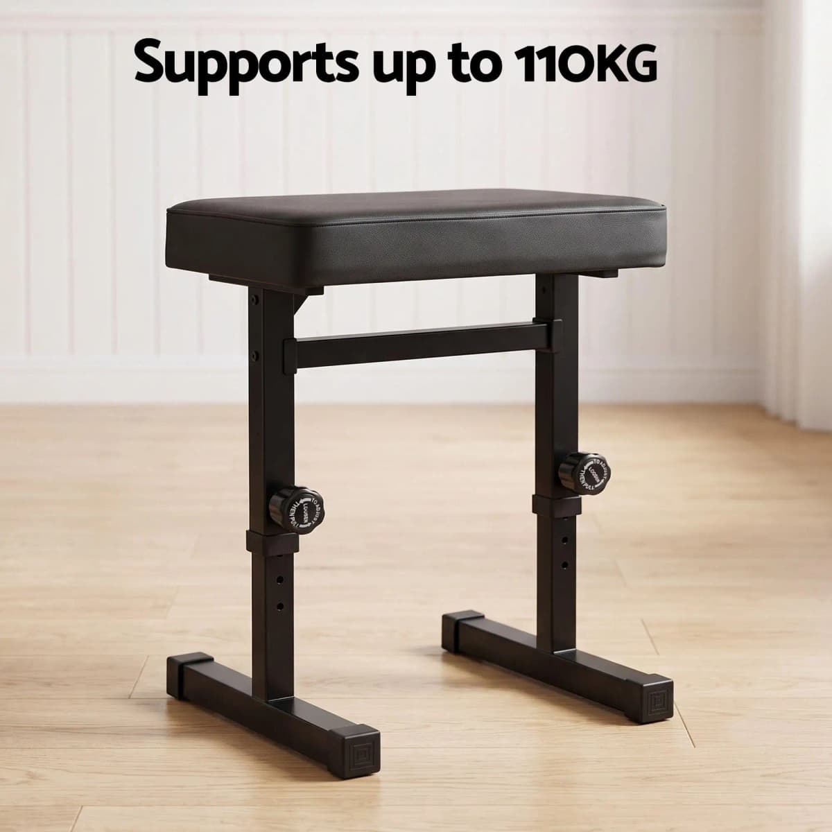 Heavy Duty Height Adjustable Piano Bench Seat H Shape Stool Black
