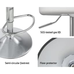 Set of 2 Adjustable PU Leather Bar Stools Gas Lift White Kitchen Counter Chairs