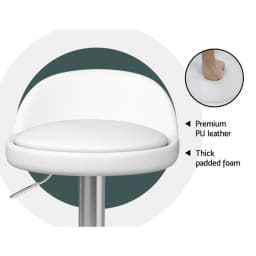 Set of 2 Adjustable PU Leather Bar Stools Gas Lift White Kitchen Counter Chairs