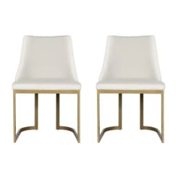 Modern Beige Linen Fabric Dining Chairs Set of 2 Upholstered Wooden Frame Dining Room Accent Chairs