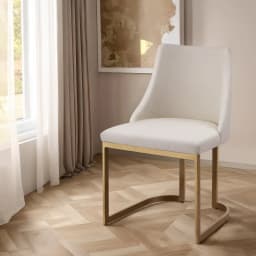 Modern Beige Linen Fabric Dining Chairs Set of 2 Upholstered Wooden Frame Dining Room Accent Chairs