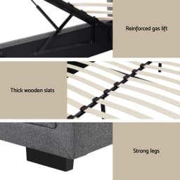 Upholstered Queen Gas Lift Storage Bed Frame with 2 Drawer Bedside Table Set Modern Space Saving Bedroom Furniture Set