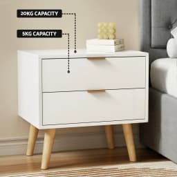 Upholstered Queen Gas Lift Storage Bed Frame with 2 Drawer Bedside Table Set Modern Space Saving Bedroom Furniture Set
