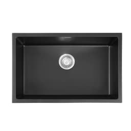 Black Granite Kitchen Sink 70x45 cm Single Bowl Durable Stone Sink for Modern Kitchen