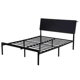 Queen Size LED Metal Bed Frame with Charging Station Sturdy Platform Bed Base Modern Bedroom Furniture