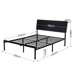 Queen Size LED Metal Bed Frame with Charging Station Sturdy Platform Bed Base Modern Bedroom Furniture