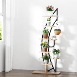 6 Tier Ladder Corner Plant Stand Wooden Indoor Flower Shelf Space Saving Display Rack for Living Room Balcony Home Decor