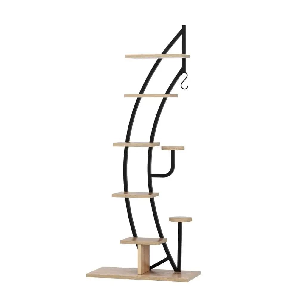 6 Tier Ladder Corner Plant Stand Wooden Indoor Flower Shelf Space Saving Display Rack for Living Room Balcony Home Decor