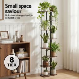 8 Tier Metal Plant Stand Flower Pot Shelf Indoor Outdoor Garden Display Rack for Home Balcony Patio Corner Organizer