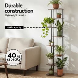 8 Tier Metal Plant Stand Flower Pot Shelf Indoor Outdoor Garden Display Rack for Home Balcony Patio Corner Organizer