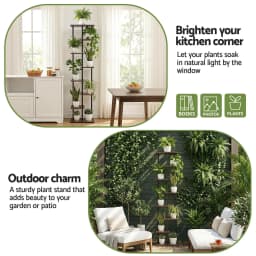 8 Tier Metal Plant Stand Flower Pot Shelf Indoor Outdoor Garden Display Rack for Home Balcony Patio Corner Organizer