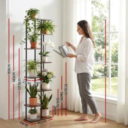 8 Tier Metal Plant Stand Flower Pot Shelf Indoor Outdoor Garden Display Rack for Home Balcony Patio Corner Organizer