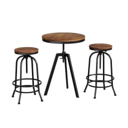 Industrial Bar Table Stools Set Adjustable High Dining Kitchen Chairs for Cafe Pub Home Use Metal Frame Modern Seat Set