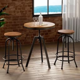 Industrial Bar Table Stools Set Adjustable High Dining Kitchen Chairs for Cafe Pub Home Use Metal Frame Modern Seat Set