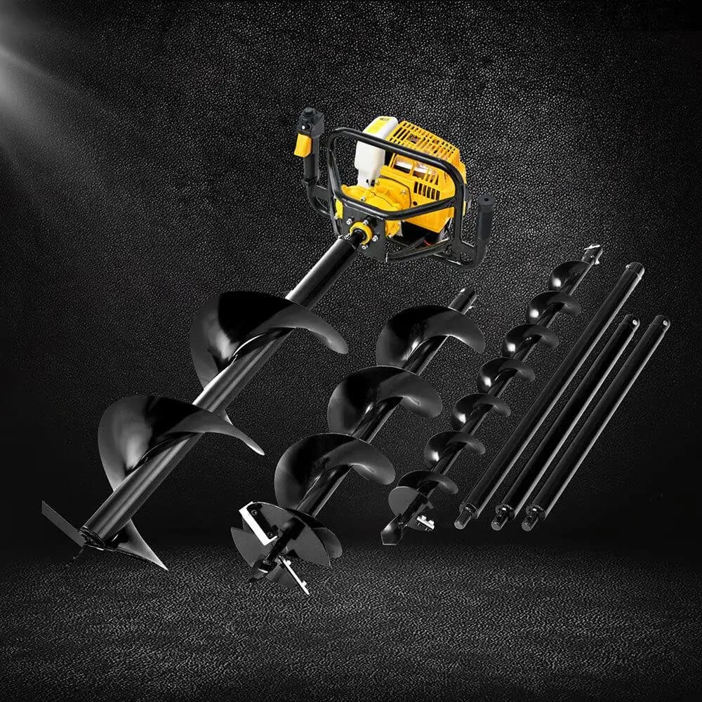 Petrol Powered Post Hole Digger Auger Drill Extension Bits Kit for Garden Fence Planting Soil Digging