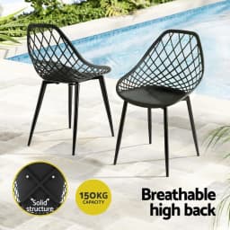 4 Piece Outdoor Dining Chairs PP Lounge Chairs Patio Garden Furniture Black Set