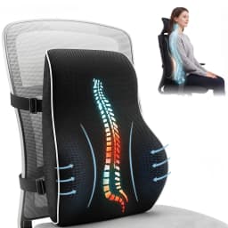 Ergonomic Memory Foam Lumbar Support Cushion for office Chair Car and Home Breathable for back Pillow with Adjustable Straps