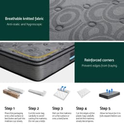 26cm Thick Single Mattress Bed Giselle Comfort Support Foam Pocket Spring Sleep Surface