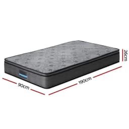 26cm Thick Single Mattress Bed Giselle Comfort Support Foam Pocket Spring Sleep Surface