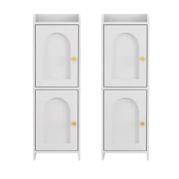 2 Pack Slim Bathroom Storage Cabinet 2 Tier Adjustable White Toilet Organizer Space Saving Shelf Rack