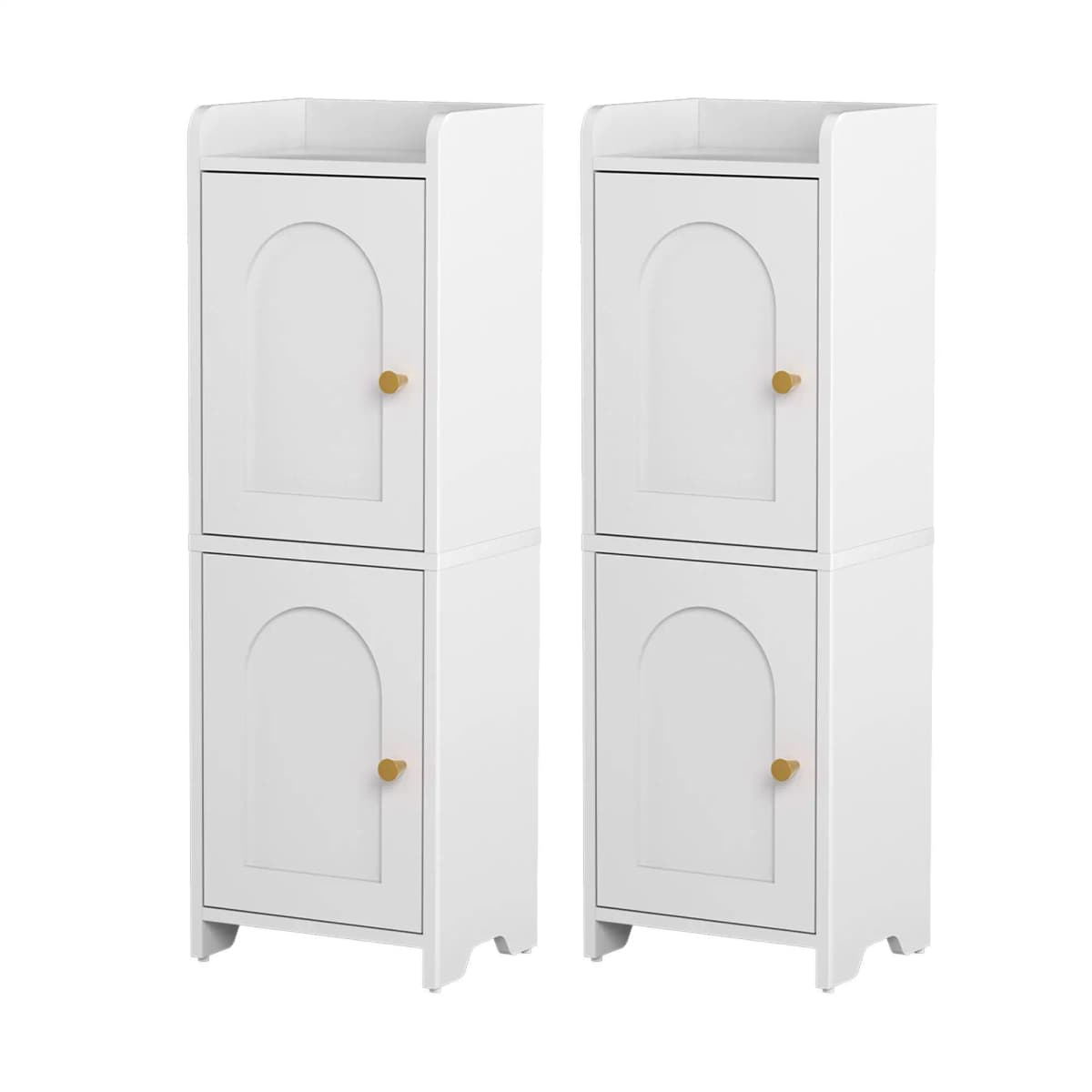 2 Pack Slim Bathroom Storage Cabinet 2 Tier Adjustable White Toilet Organizer Space Saving Shelf Rack