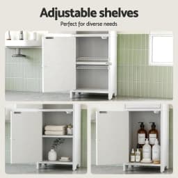 2 Pack Slim Bathroom Storage Cabinet 2 Tier Adjustable White Toilet Organizer Space Saving Shelf Rack