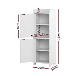 2 Pack Slim Bathroom Storage Cabinet 2 Tier Adjustable White Toilet Organizer Space Saving Shelf Rack
